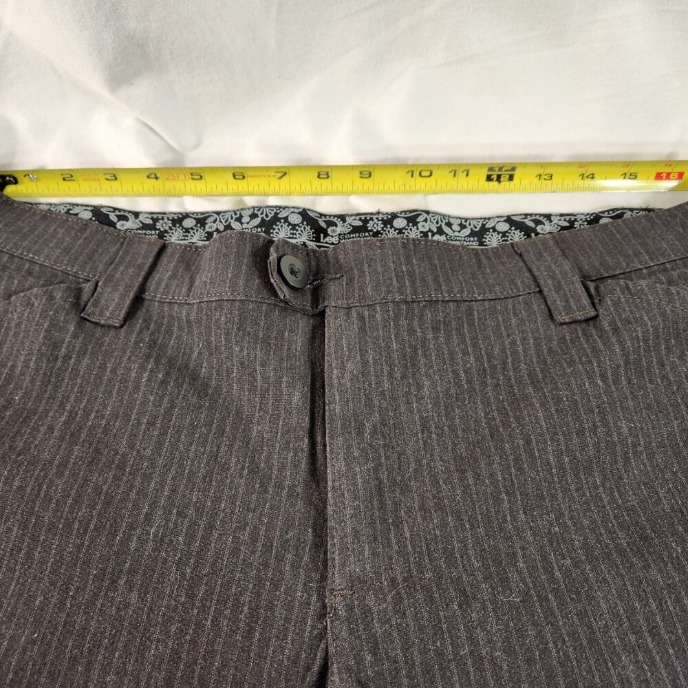 Lee Women's Comfort Waistband Pants Black with Striped 16P Sz Petite 16 Pockets - Picture 5 of 11